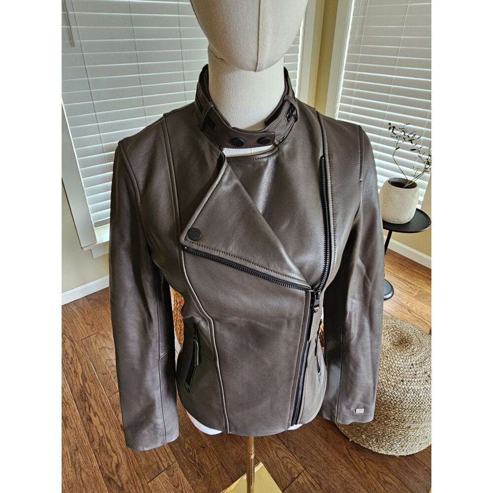 Soia & Kyo Genuine Lambskin Leather Jacket Women's XXS Moto Biker - Picture 4 of 16